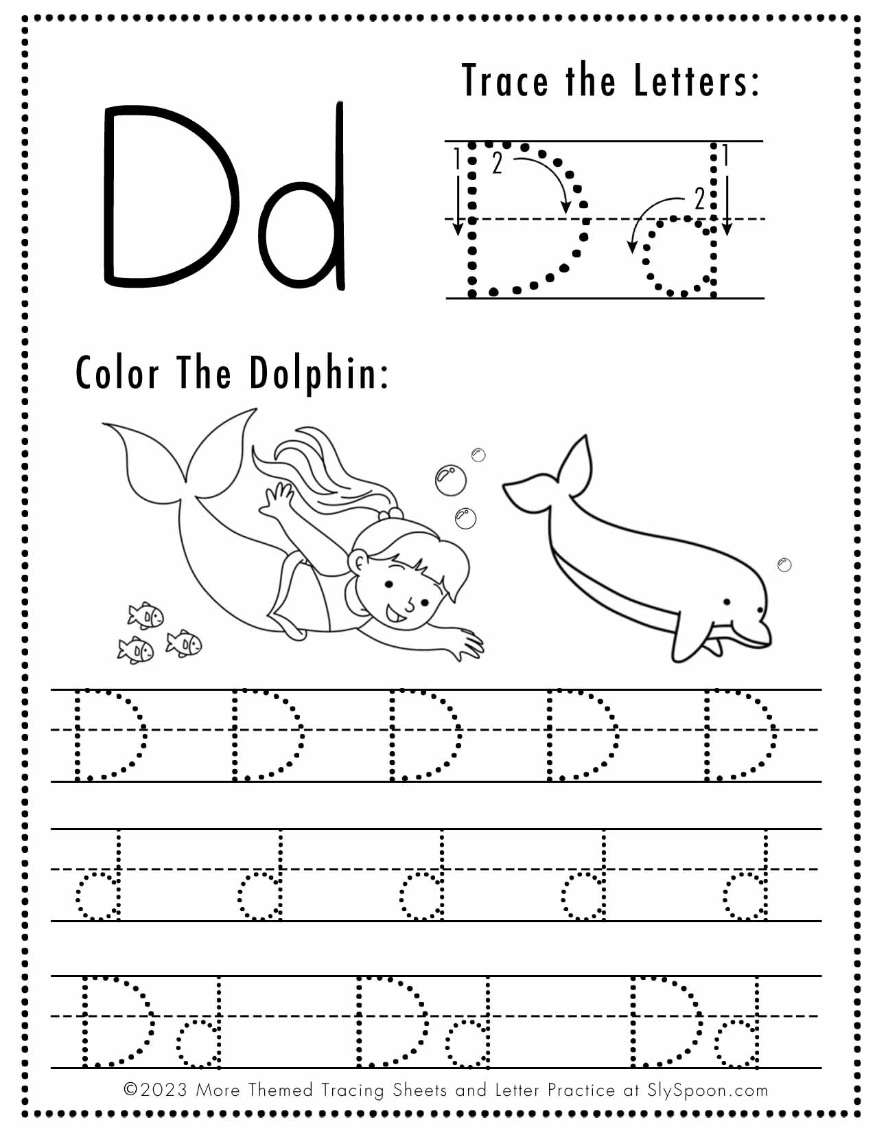 Free Letter D Tracing Worksheets Printable Mermaid Themed Sly Spoon Free Letter D Tracing Worksheets Printable Mermaid Themed Sly Spoon