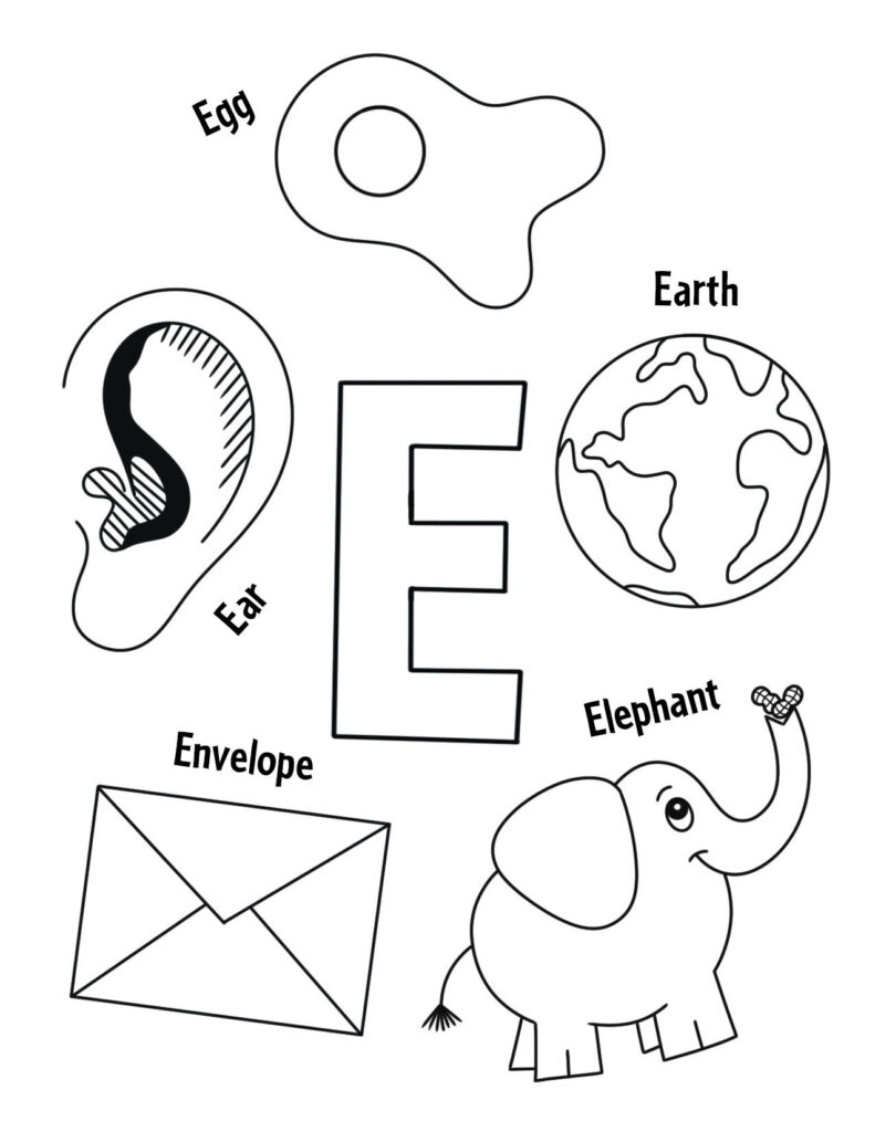 Letter E Coloring Worksheets