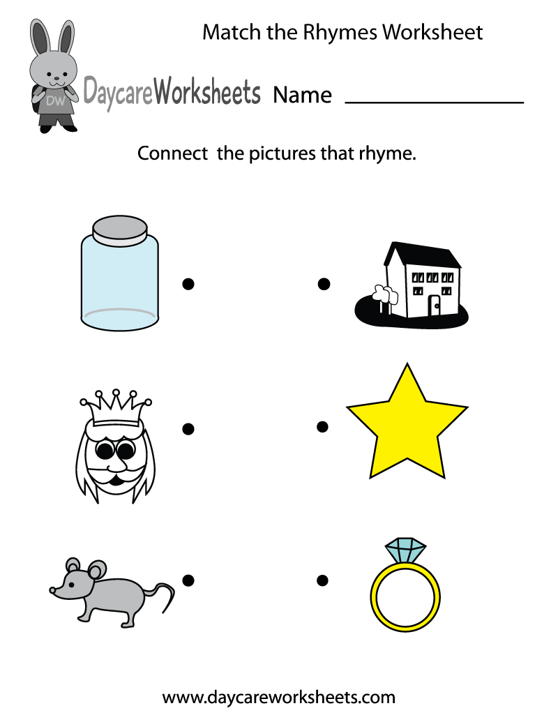 free printable rhyming worksheets