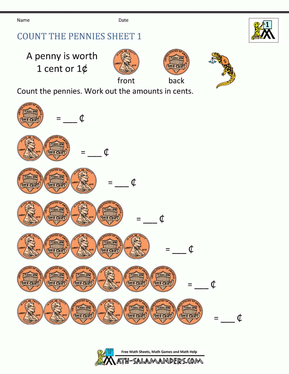 Free Printable Money Counting Worksheets