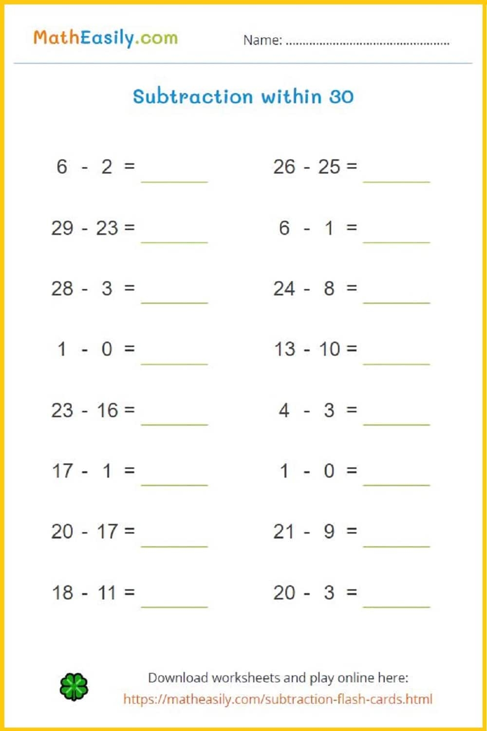 Free Printable Math Worksheets Pdf