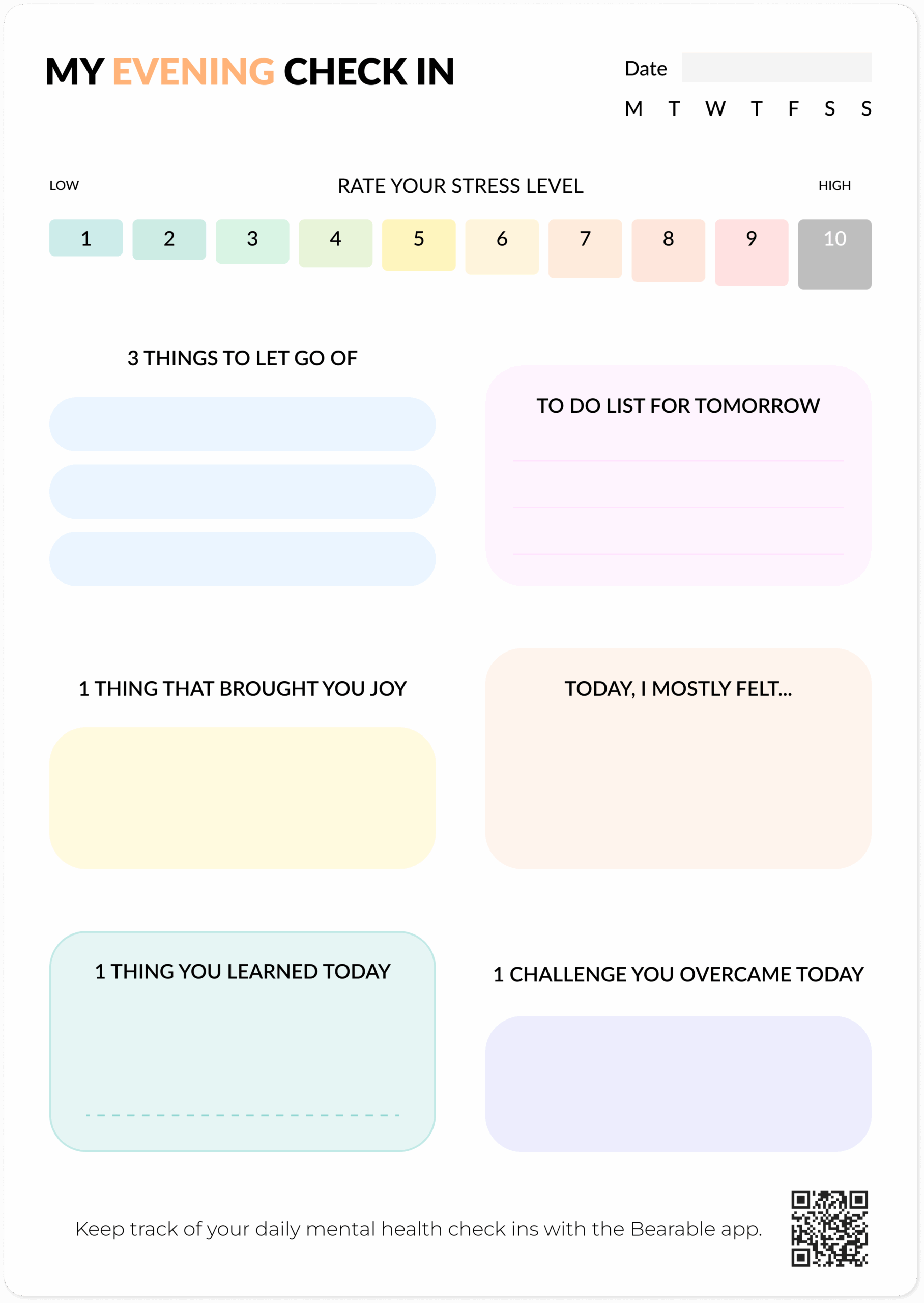 Free Mental Health Check In Worksheet PDF Bearable App Free Mental Health Check In Worksheet PDF Bearable App