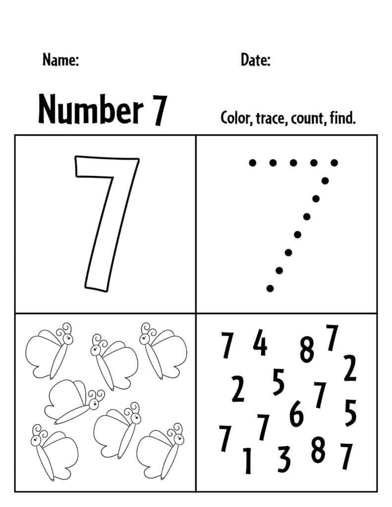 FREE Number 7 Worksheets For Preschool The Hollydog Blog Worksheets Library