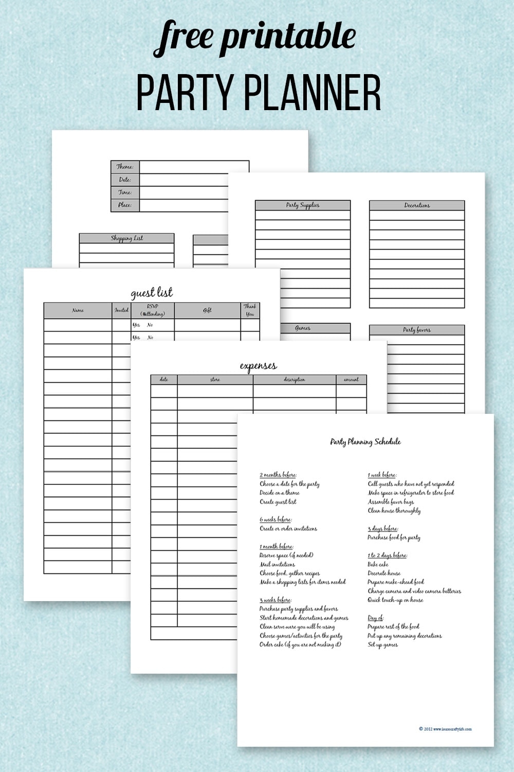 Pdf Free Printable Party Planning Worksheet