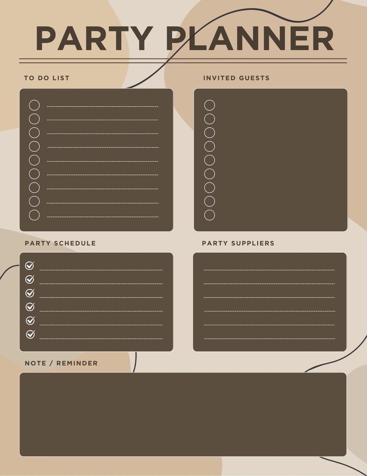 pdf free printable party planning worksheet pdf free printable party planning worksheet