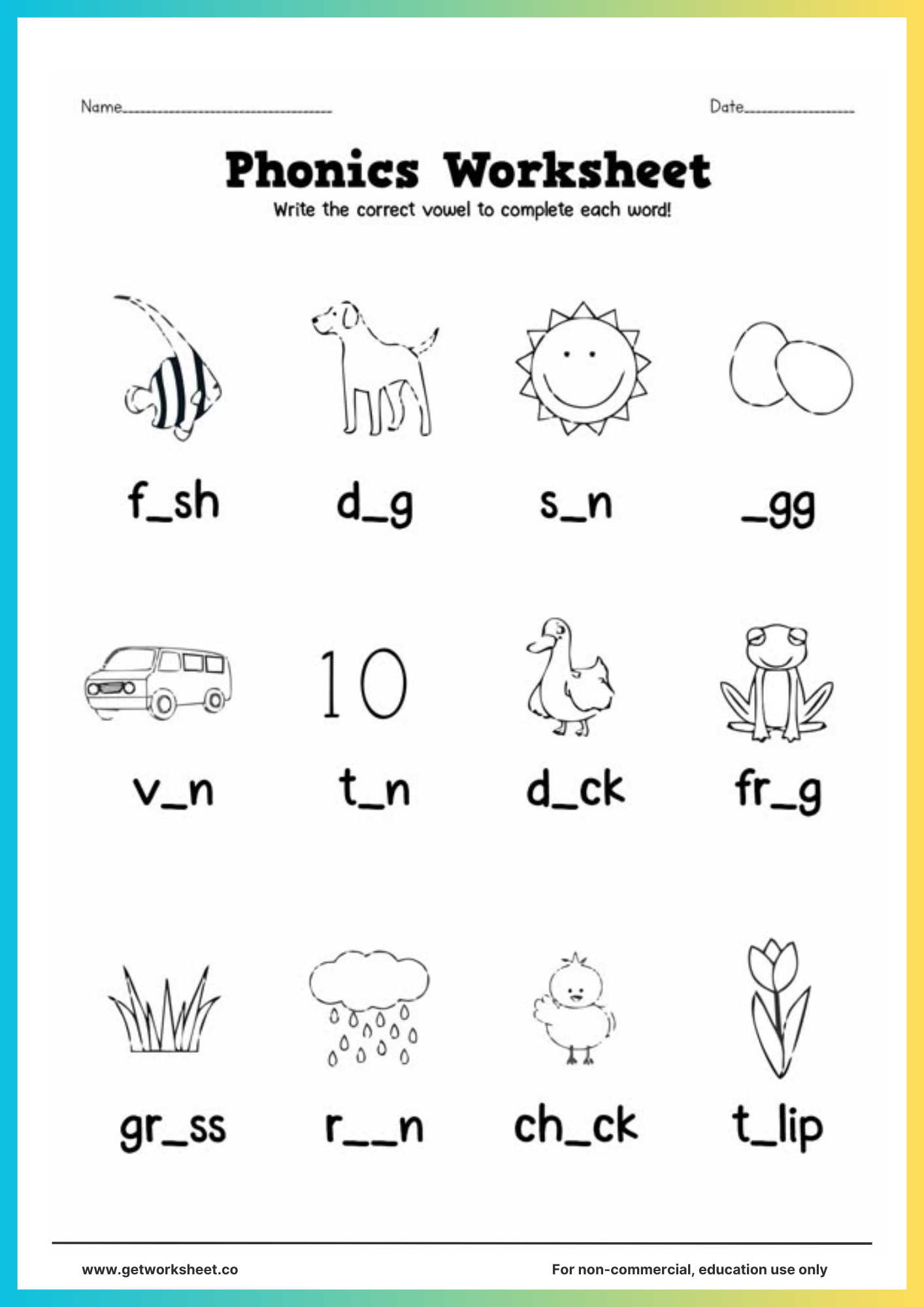 phonics pages for kindergarten
