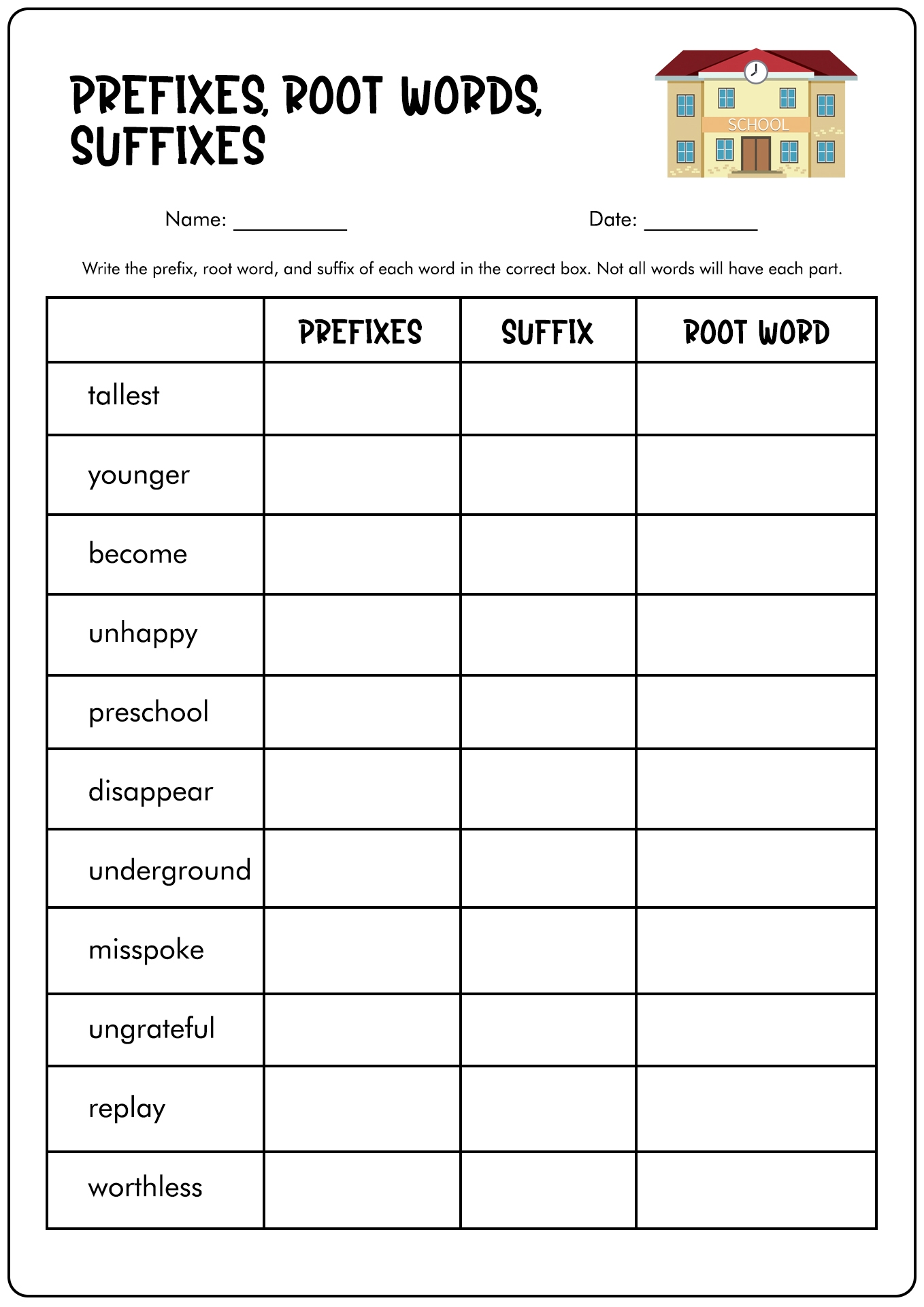 Free Prefix Suffix Root Words Worksheet Download Free Prefix Suffix Root Words Worksheet Png Images Free Worksheets On Clipart Library