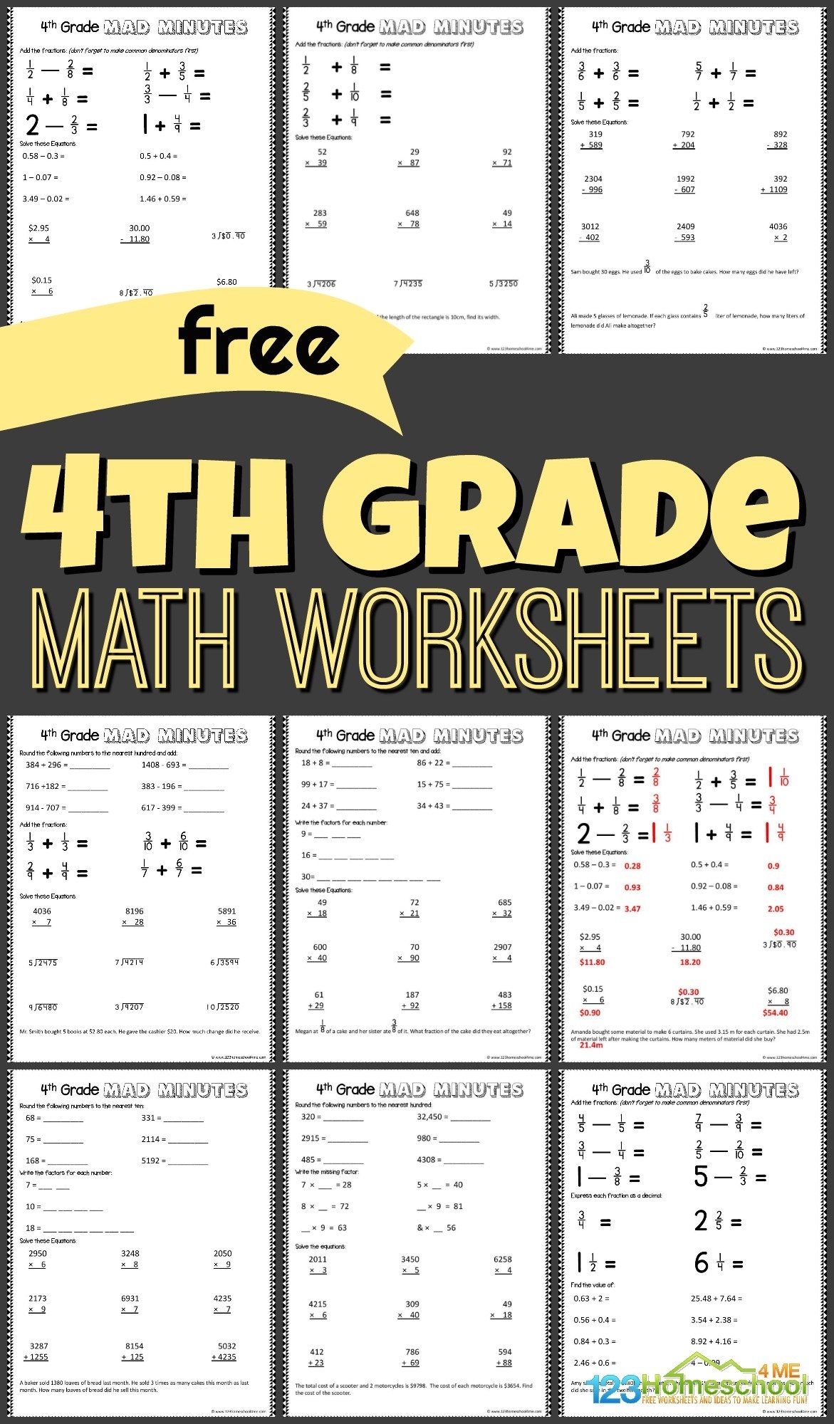 4th Grade Printable Worksheets