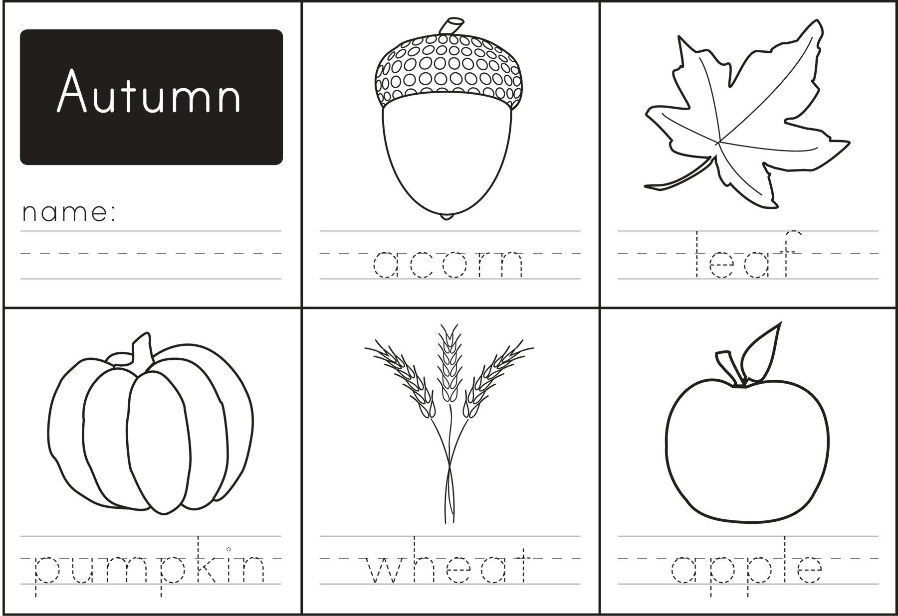 Free Printable Autumn Worksheets