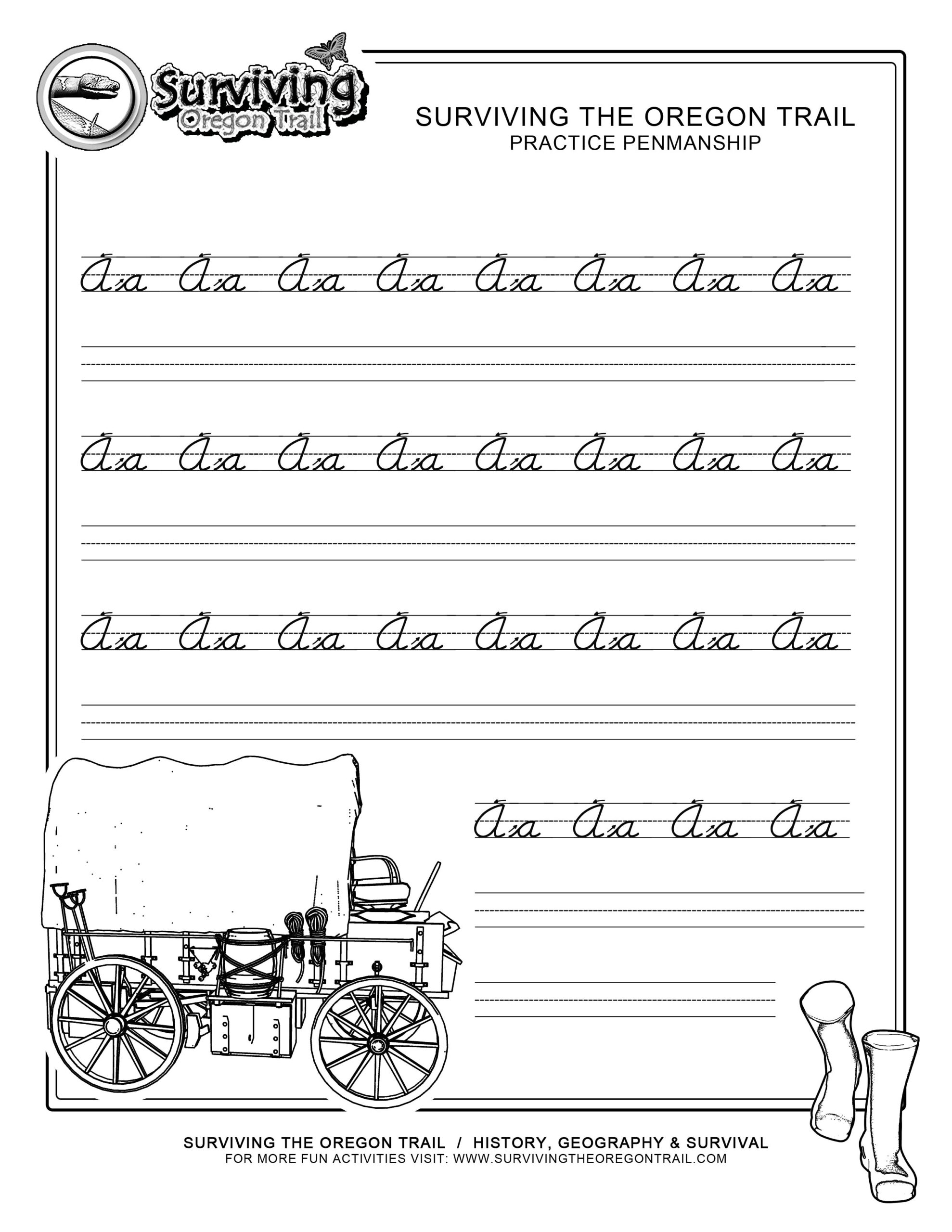 Free Printable Beginner Practice Cursive Worksheet A A Only Surviving The Oregon Trail Free Printable Beginner Practice Cursive Worksheet A A Only Surviving The Oregon Trail