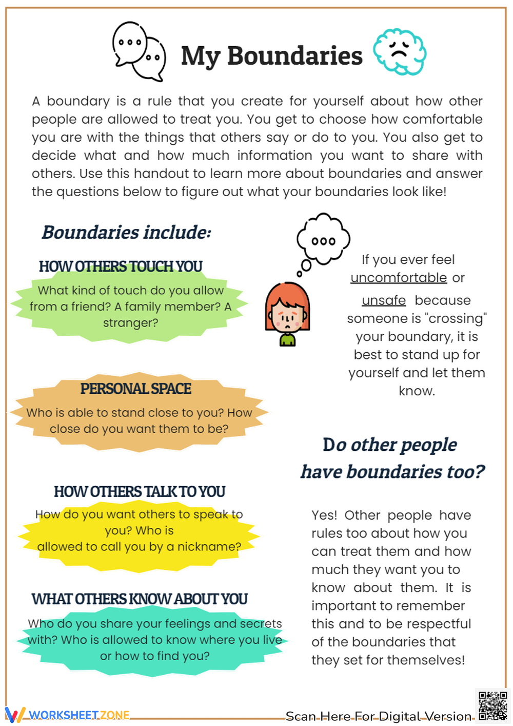 free printable personal space worksheets pdf