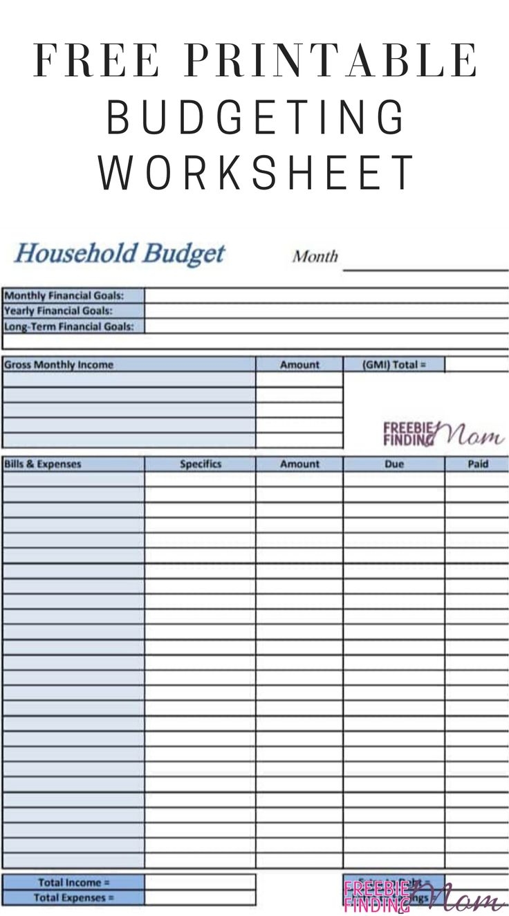 FREE Printable Budget Worksheet FREE Printable Budget Worksheet