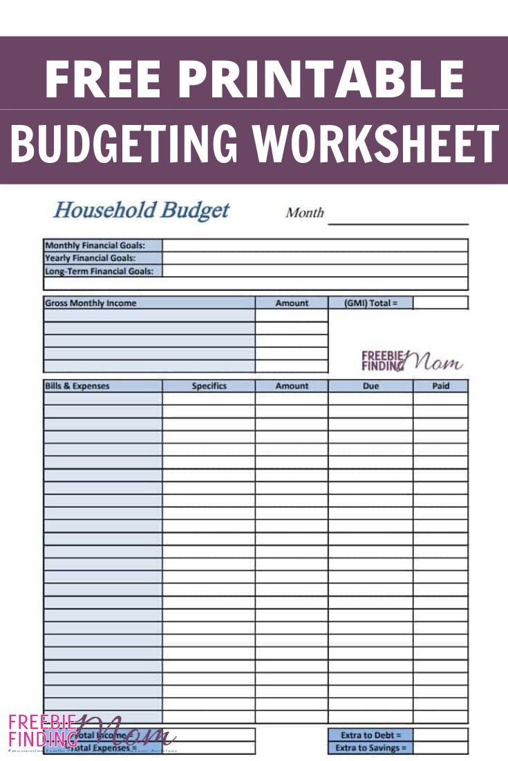 FREE Printable Budget Worksheet