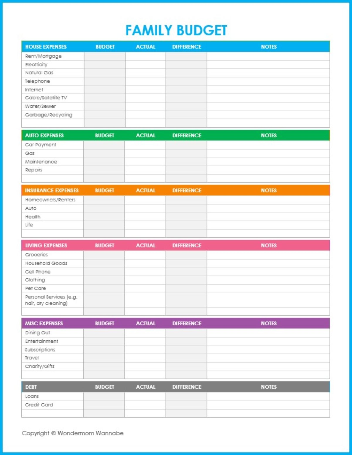 printable free budget worksheet printable free budget worksheet
