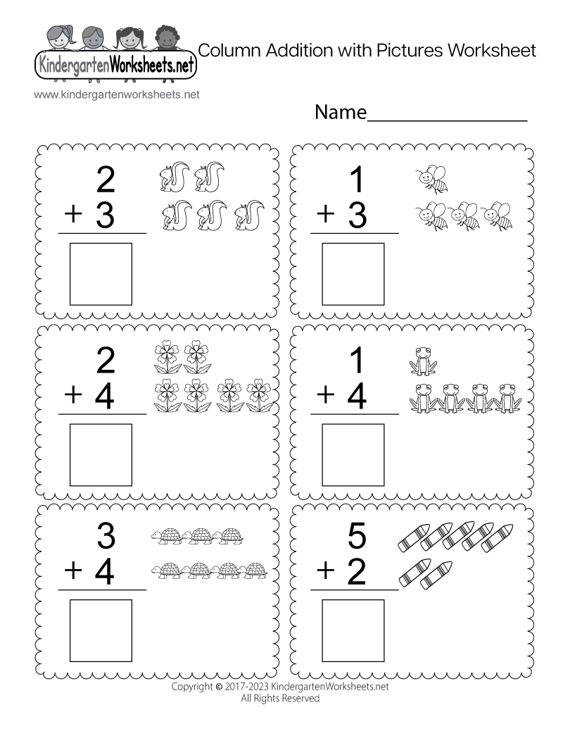 Free Printable Addition Worksheets For Kindergarten