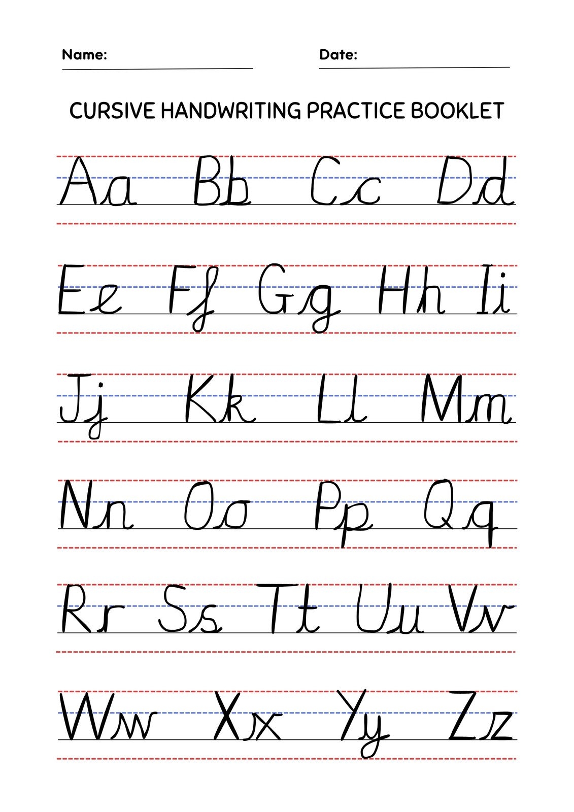 Free Printable Cursive Worksheet