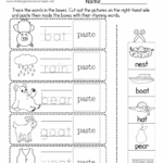 Free Printable Cut and Paste Rhyming Words Worksheet
