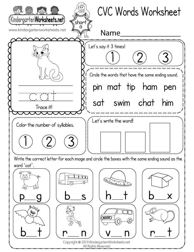 Free Printable Cvc Words Worksheets
