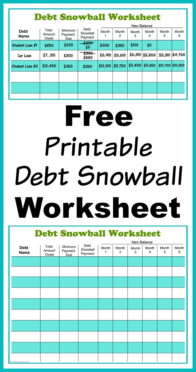 debt snowball worksheet printable