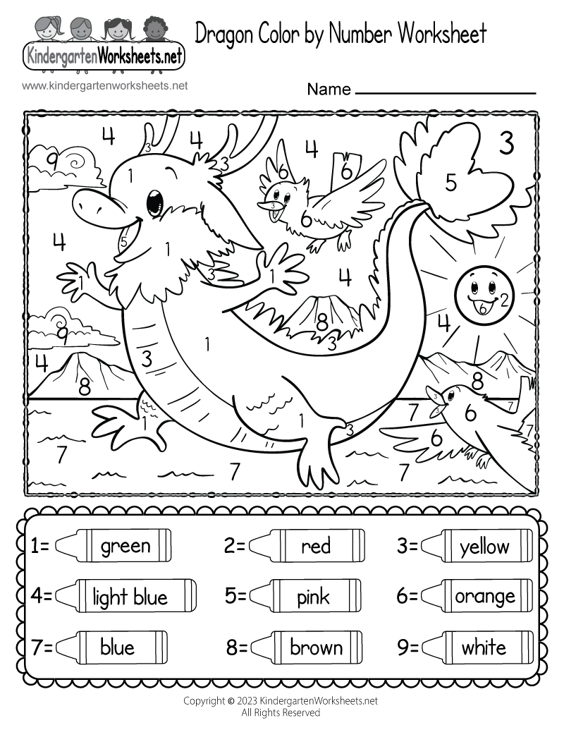 Free Printable Dragon Color By Number Worksheet Free Printable Dragon Color By Number Worksheet