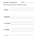 Free Printable English Language Arts Worksheet Worksheets Library