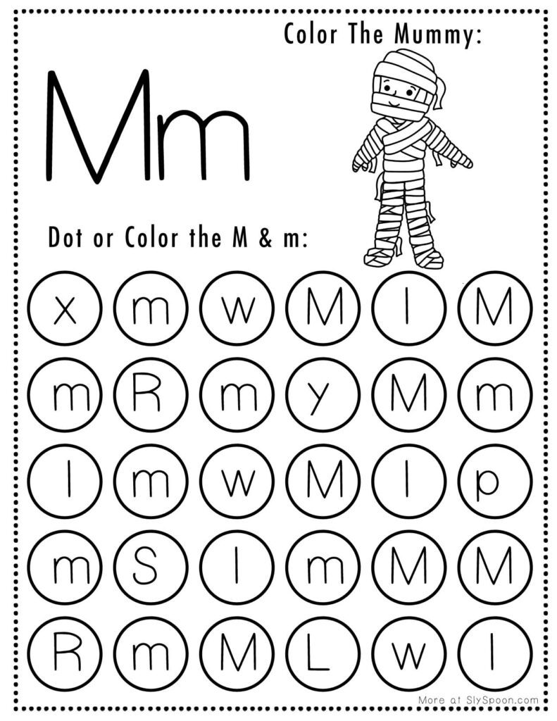 Free Printable Halloween Themed Letter M Dot Marker Activity Worksheets Sly Spoon Free Printable Halloween Themed Letter M Dot Marker Activity Worksheets Sly Spoon
