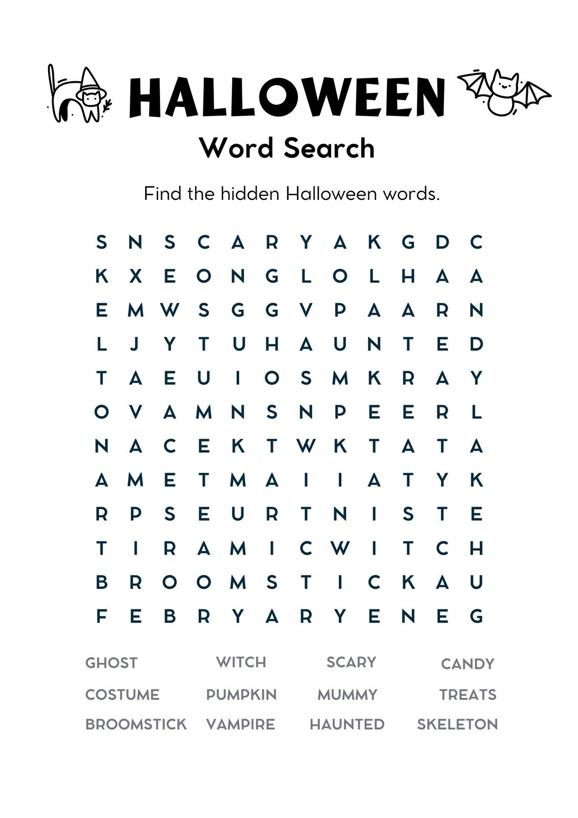 Free Printable Halloween Worksheets