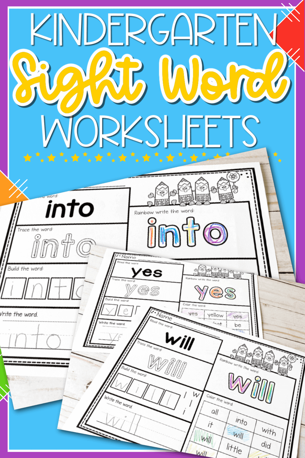free printable sight word worksheets for kindergarten