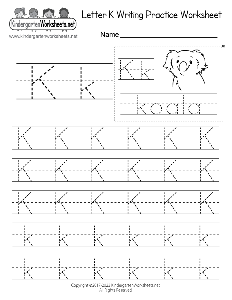 free printable writing worksheets kindergarten