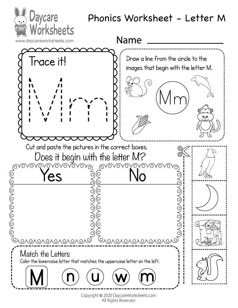free printable letter m worksheets