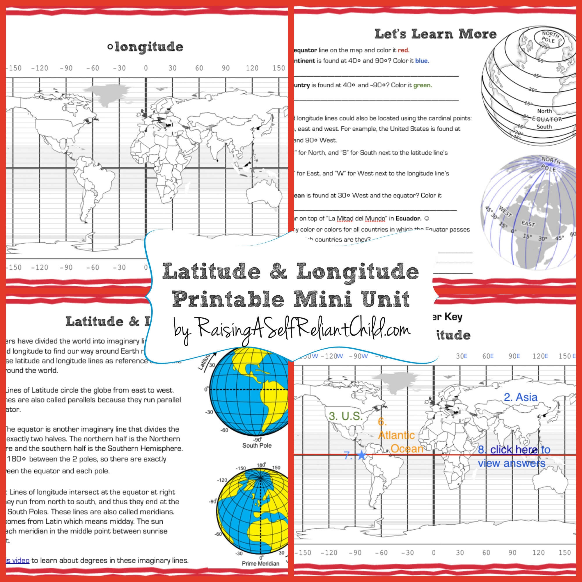 free printable longitude and latitude worksheets