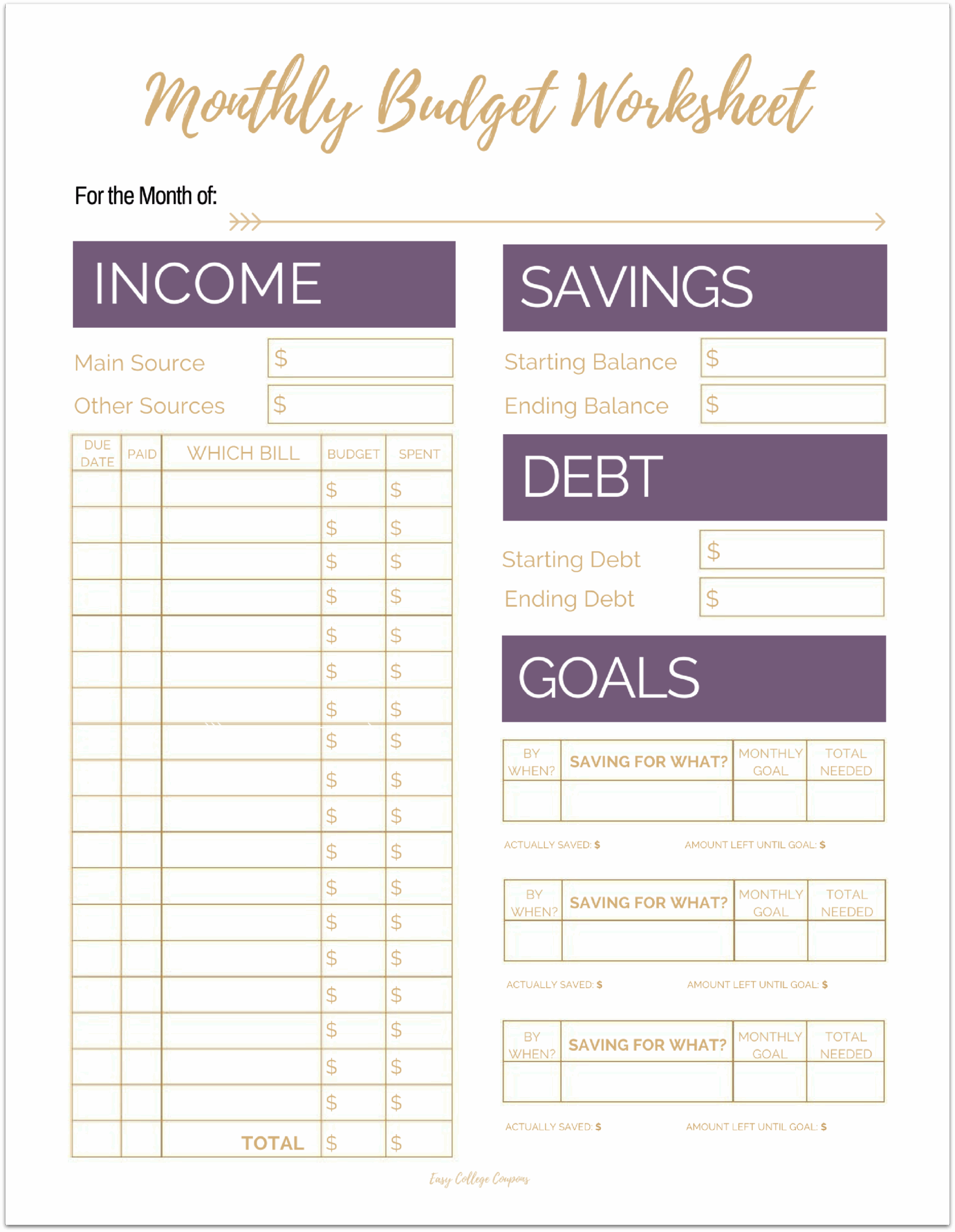 Free Printable Monthly Budget Template Free Printable Monthly Budget Template