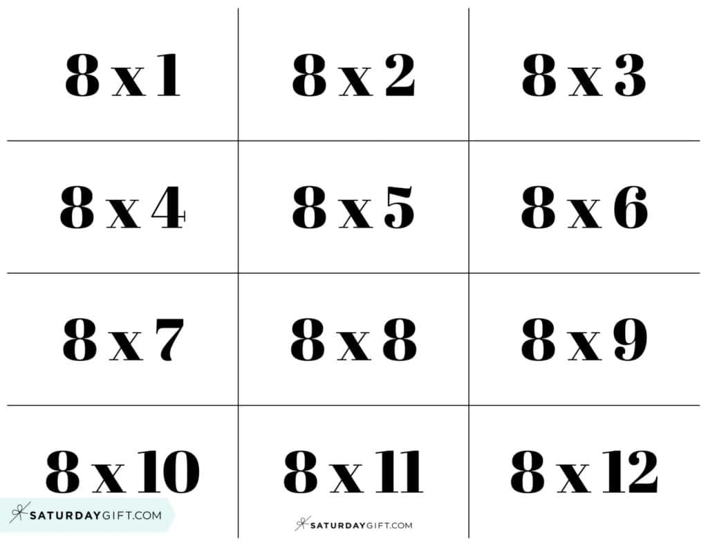 Free Printable Multiplication Flash Cards SaturdayGift Free Printable Multiplication Flash Cards SaturdayGift