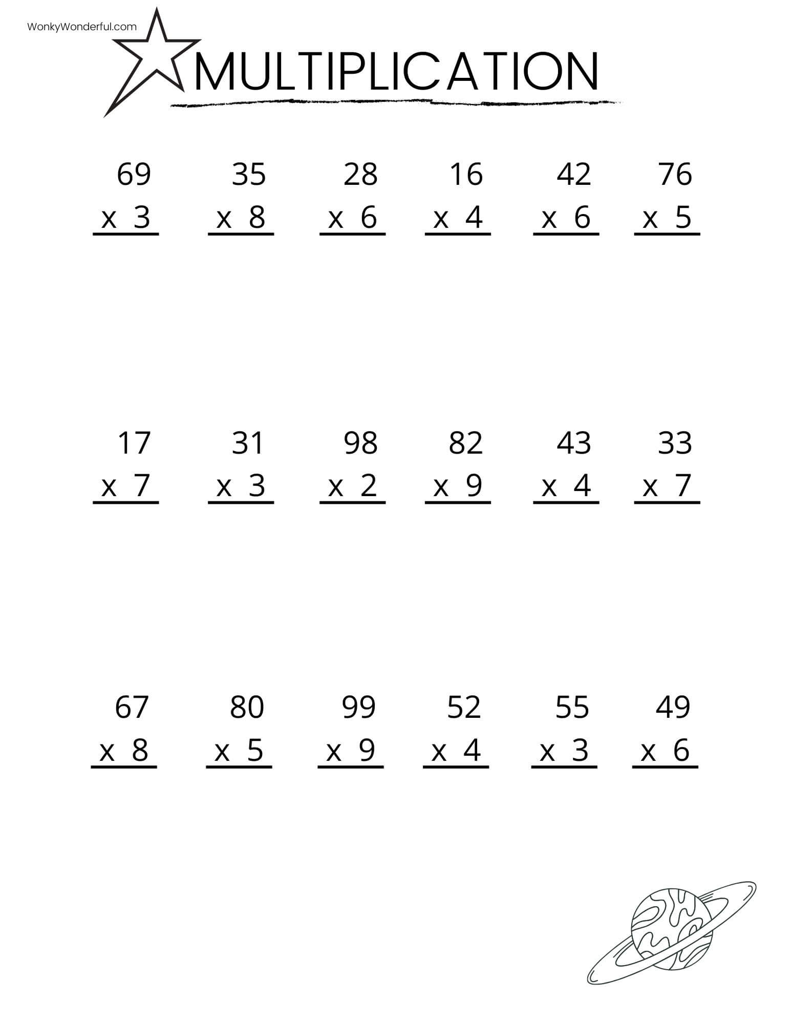 Printable Multiplication Practice Worksheets