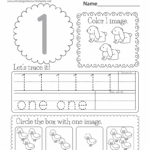 Free Printable Number One Worksheet