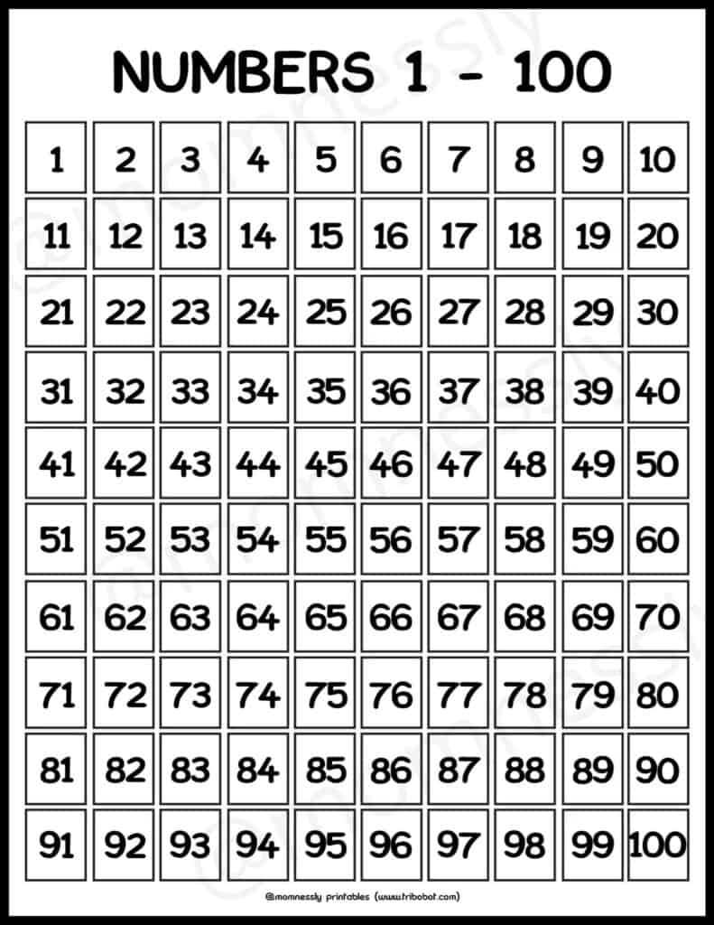 Free Printable Numbers 1 100 Tribobot X Mom Nessly Free Printable Numbers 1 100 Tribobot X Mom Nessly