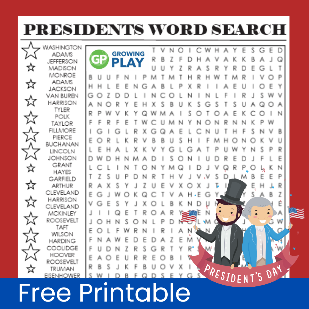 presidents day word search