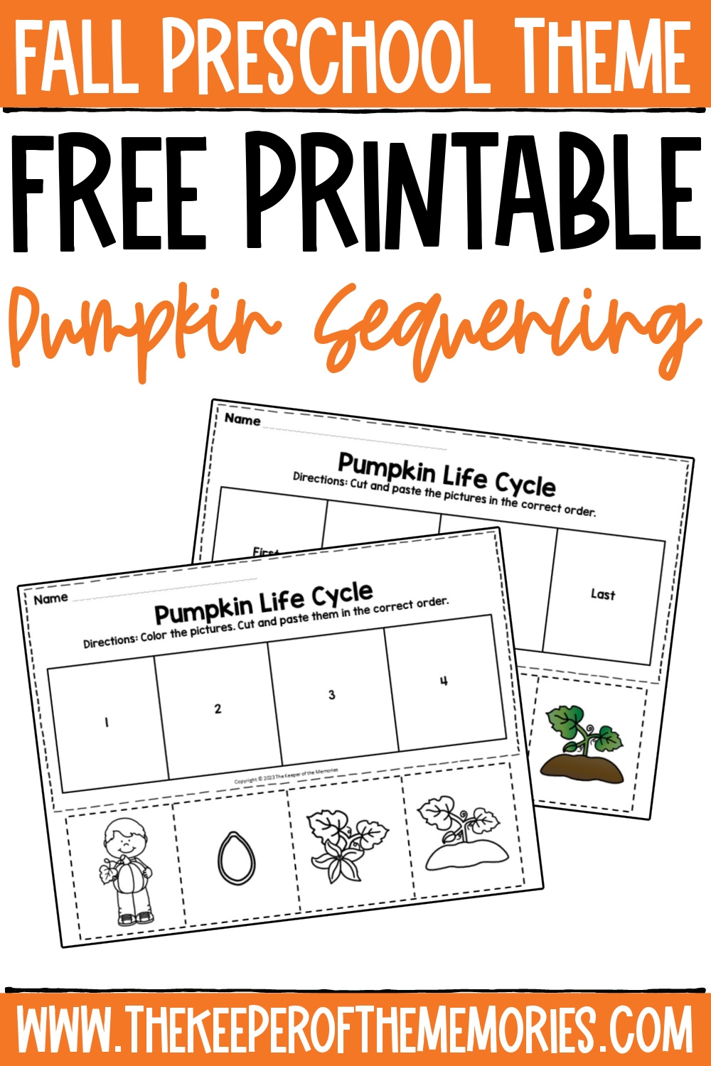Free Printable Pumpkin Life Cycle Sequencing Worksheets The Keeper Of The Memories