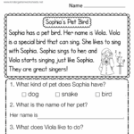 Free Printable Reading Comprehension Worksheet