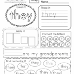 Free Printable Sight Word they Worksheet
