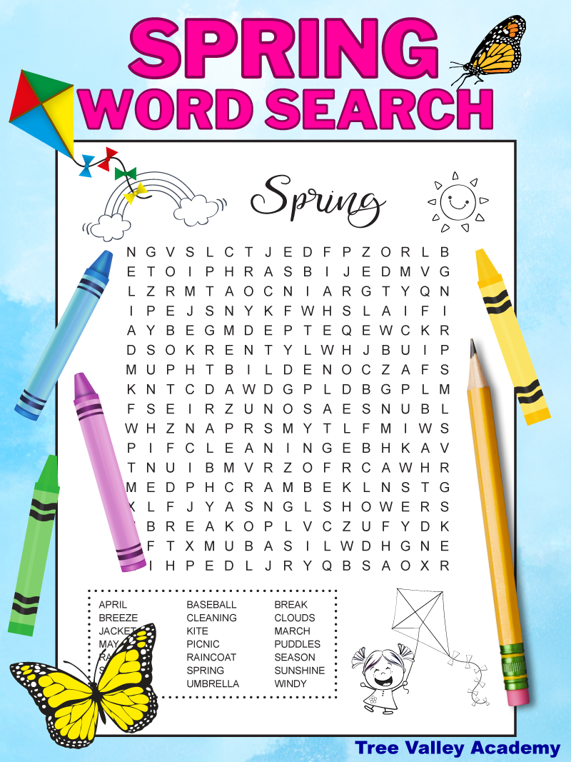 Free Printable Spring Break Word Search For Kids Free Printable Spring Break Word Search For Kids