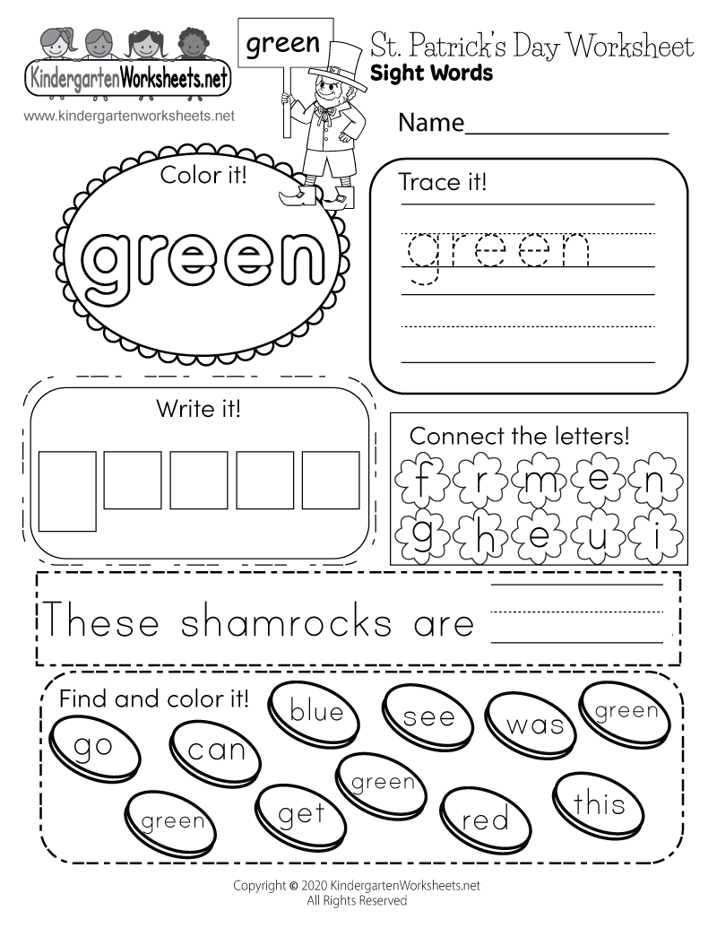 Free Printable St Patricks Day Sight Words Worksheet Worksheets Library