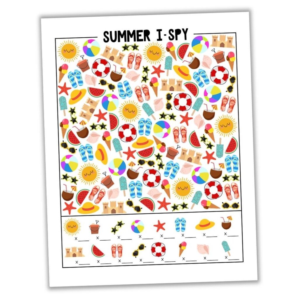 Free Printable Summer I Spy Worksheet Answer Key The Craft at Home Family