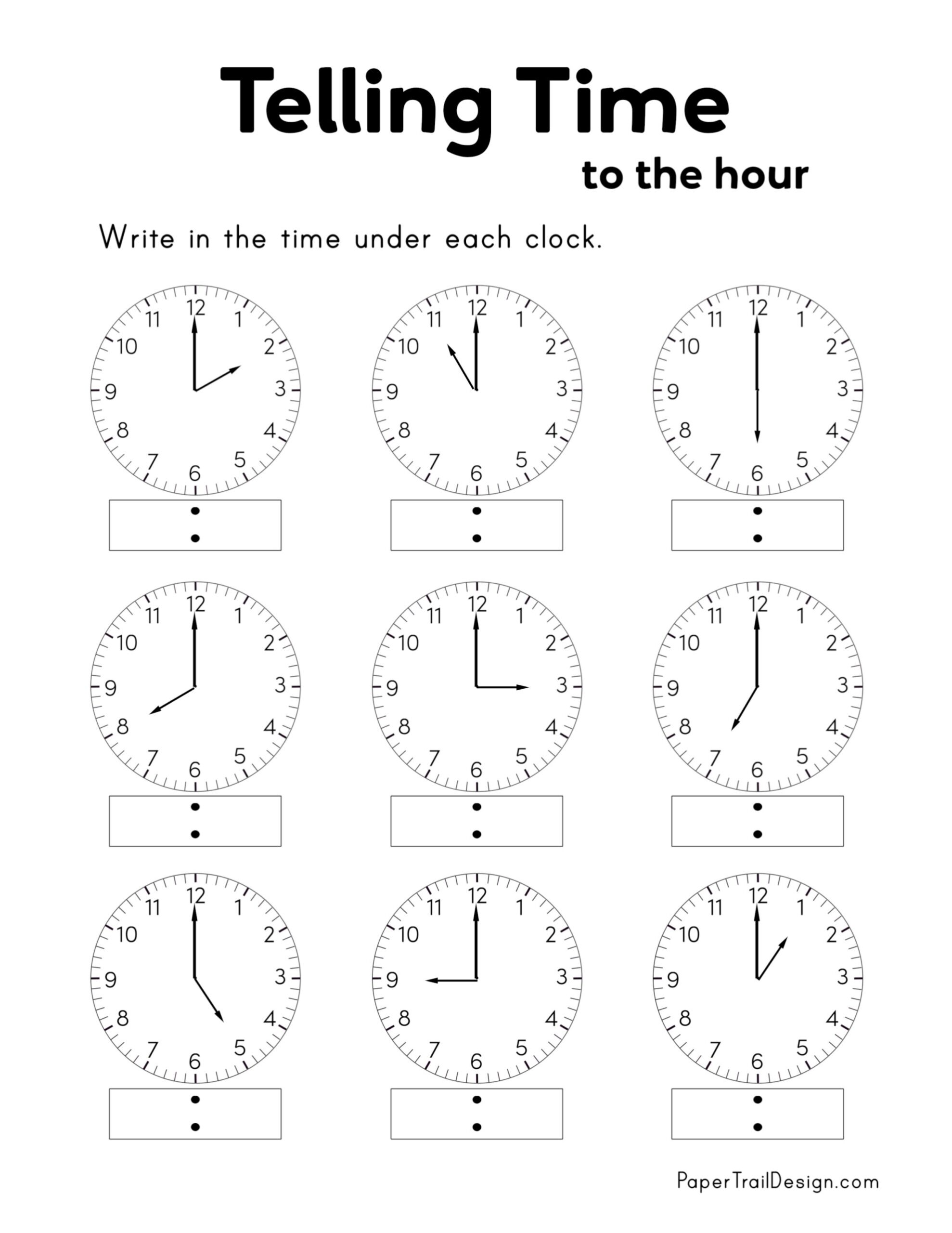 Free Printable Time Worksheets