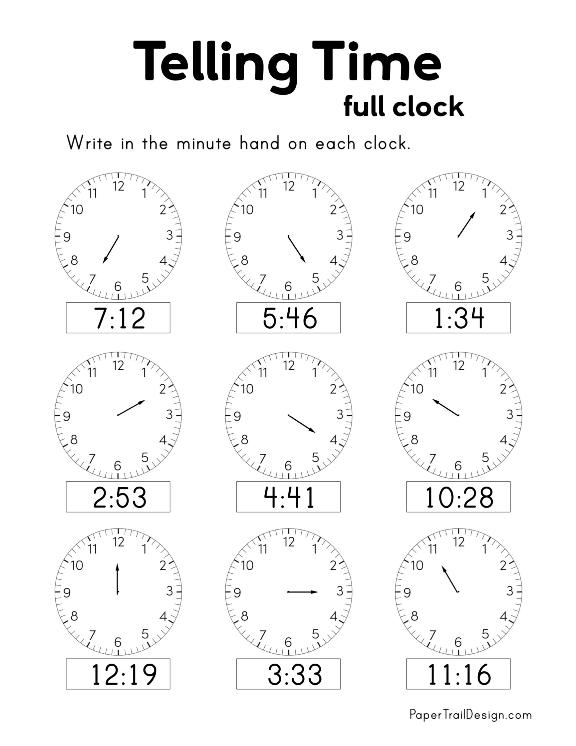 Free Printable Time Clock Worksheets