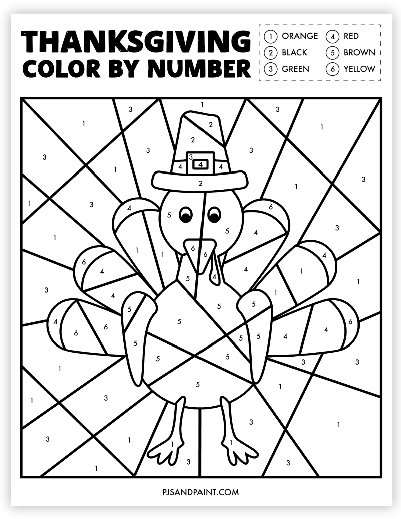 Free Printable Thanksgiving Color By Number Worksheet Pjs And Paint Free Printable Thanksgiving Color By Number Worksheet Pjs And Paint