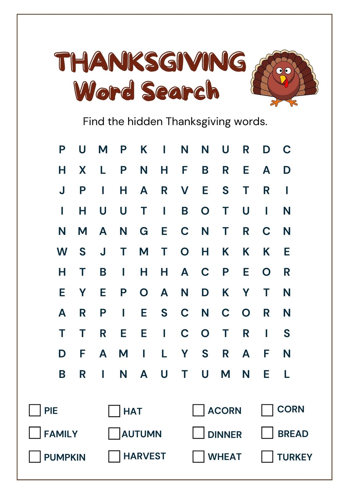 Free Printable Worksheets For Thanksgiving