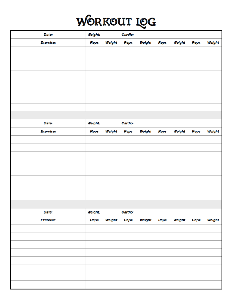 Free Printable Workout Logs 3 Designs For Your Needs Free Printable Workout Logs 3 Designs For Your Needs