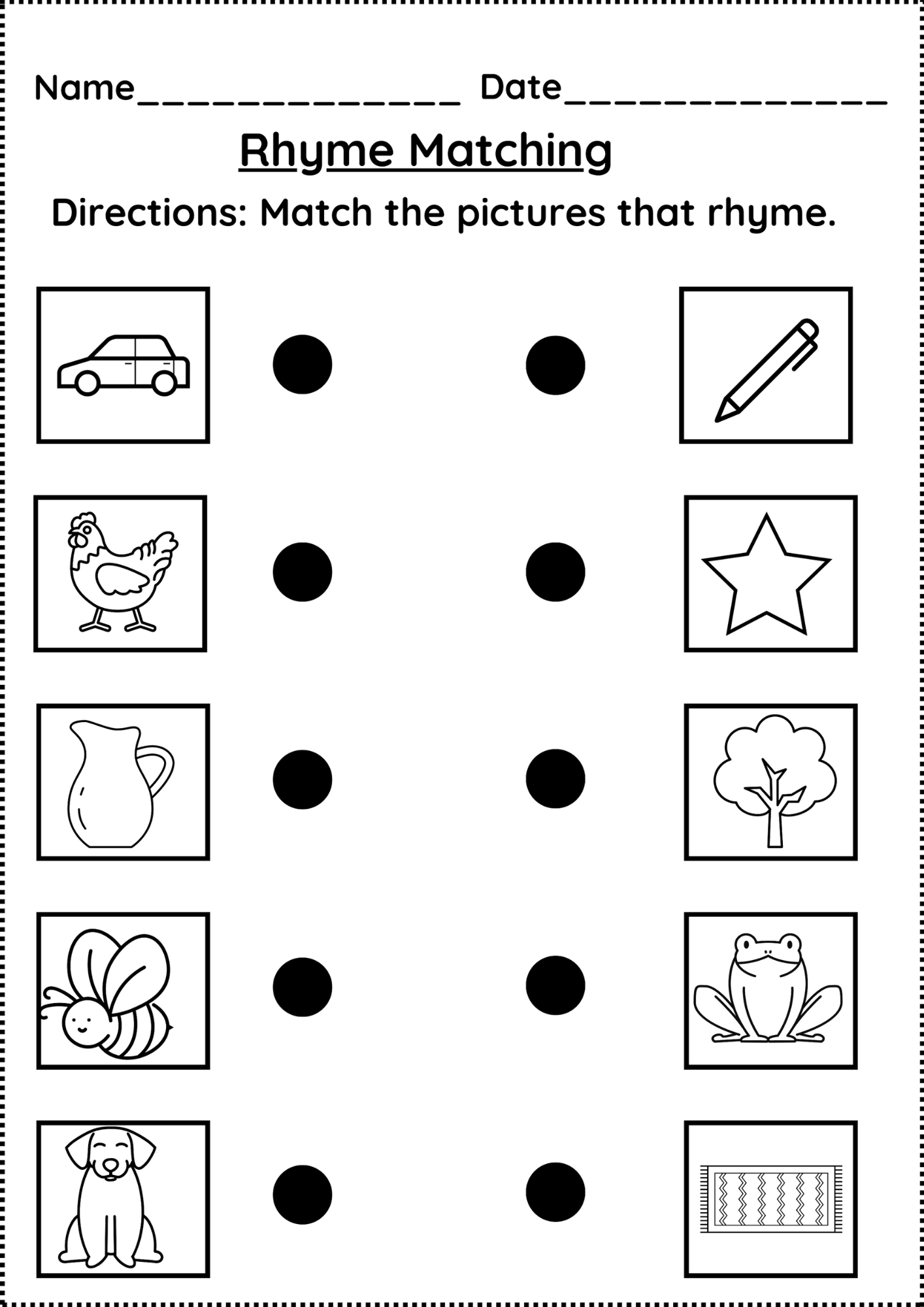 Free Rhyming Word Worksheet