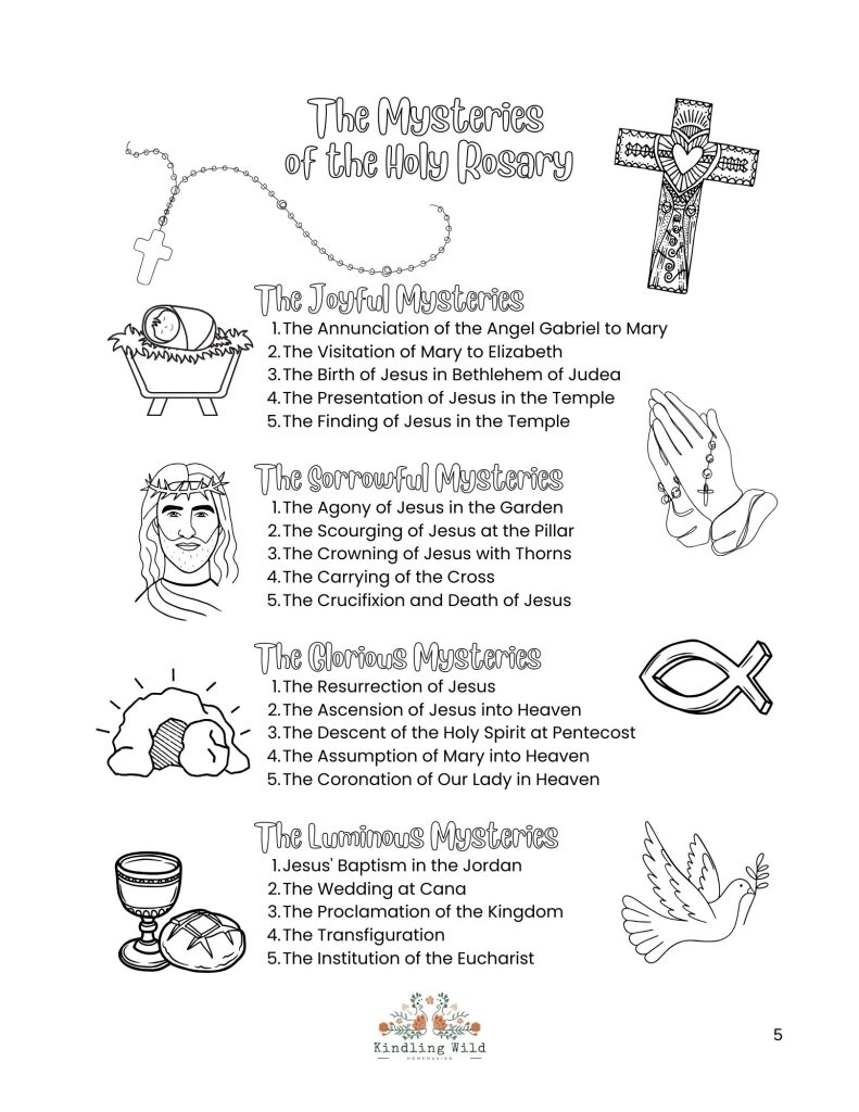 Free Rosary Colouring Pages Kindling Wild Free Rosary Colouring Pages Kindling Wild